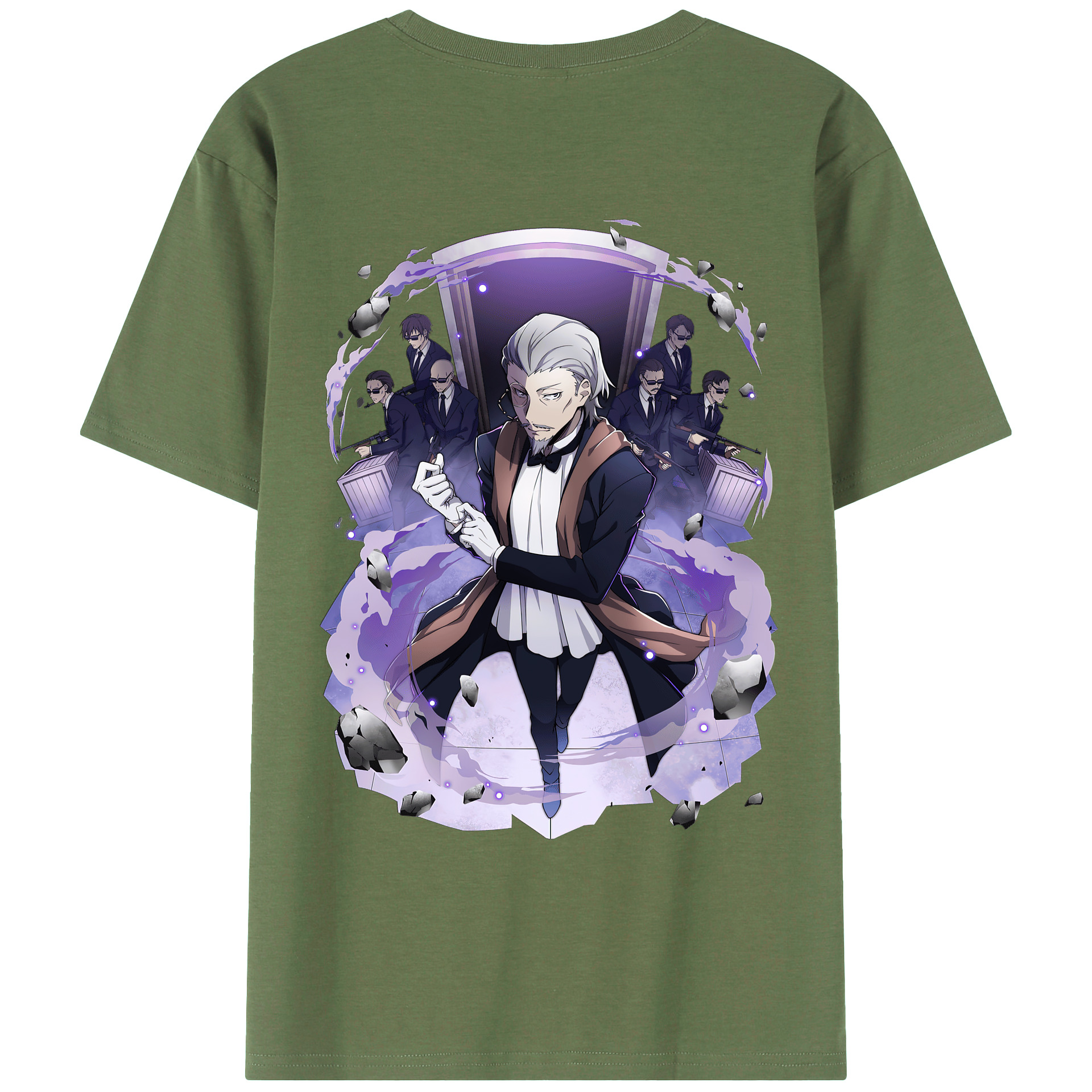 （画像用） 文豪ストレイドッグス Bungo Stray Dogs 綿100％ メンズ半袖Tシャツ（バックプリント） 通気性